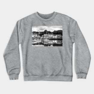 Padstow Harbor Reflection Black And White Crewneck Sweatshirt